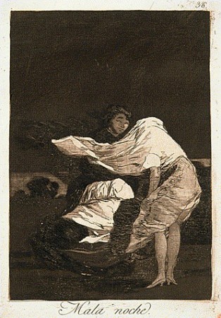 Francisco de Goya, Mala noche, gravure extraite des Caprices, 1799